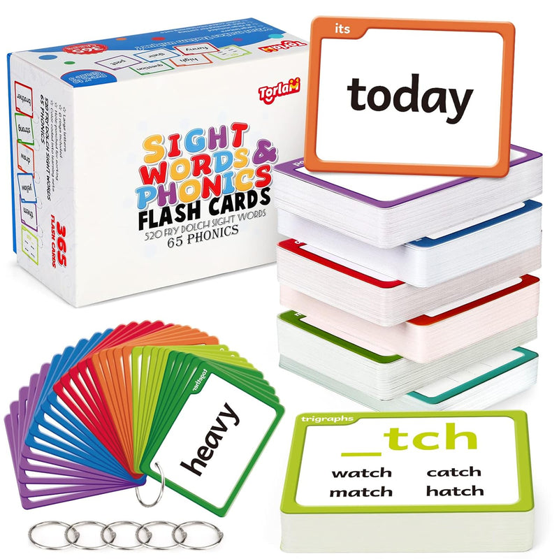 Sight Words & Phonics Flash Cards for Kids, Learn to Read Digraphs CVC Blen