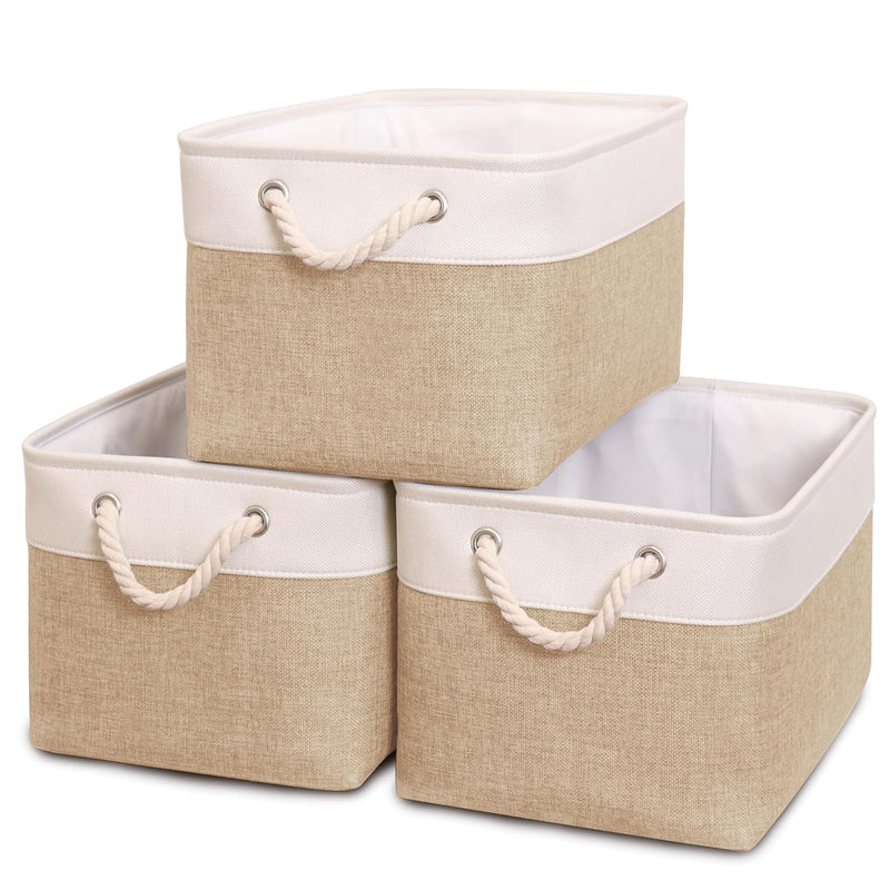 Fabric Storage Bin With Hard Bottom Base And 2 Bold Handles, Collapsible Large C