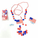 Bulk 25 Pack Kids Patriotic Jewelry Necklace Craft Kits for 4th of July Memorial and Veteran's Day