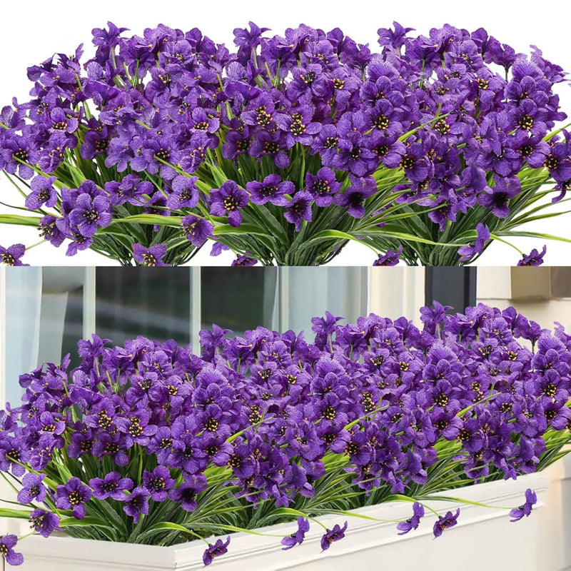 20 Bundles Outdoor Artificial Flowers Uv Resistant No Fade Fake Violet Flowers