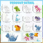 36 Pcs Dinosaur Painting Craft Set, Color Your Own Dino Cards with Banner Rope