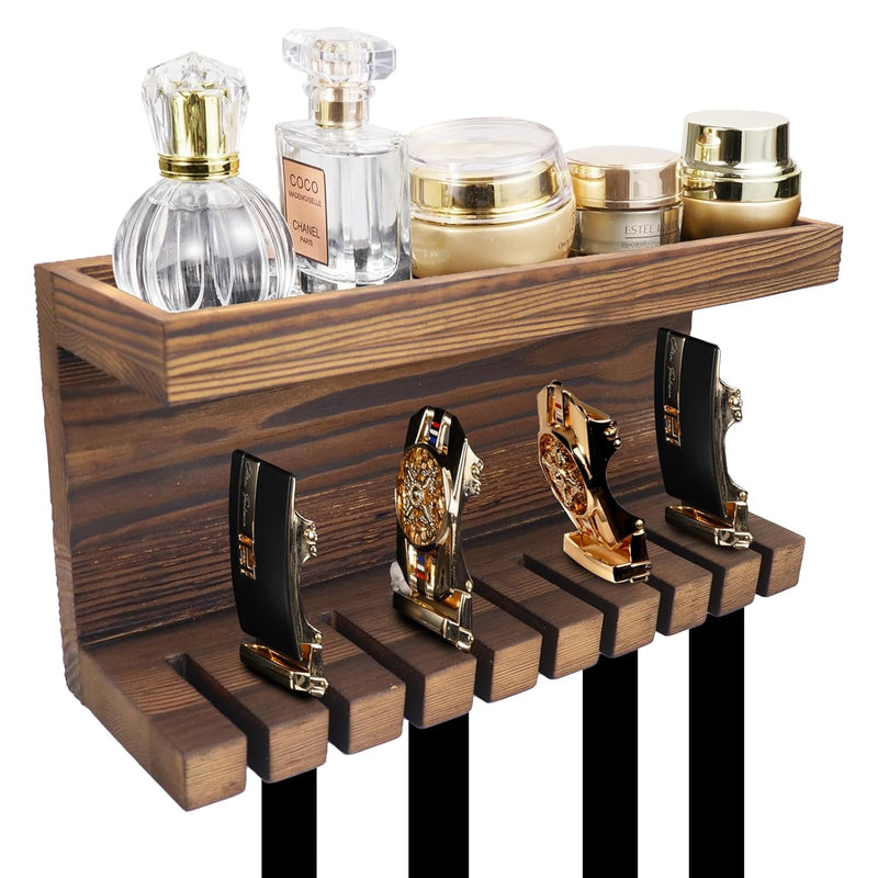 Belt Storage Organizer For Closet, Belt Hanger Wall Mounts With Double Shelving