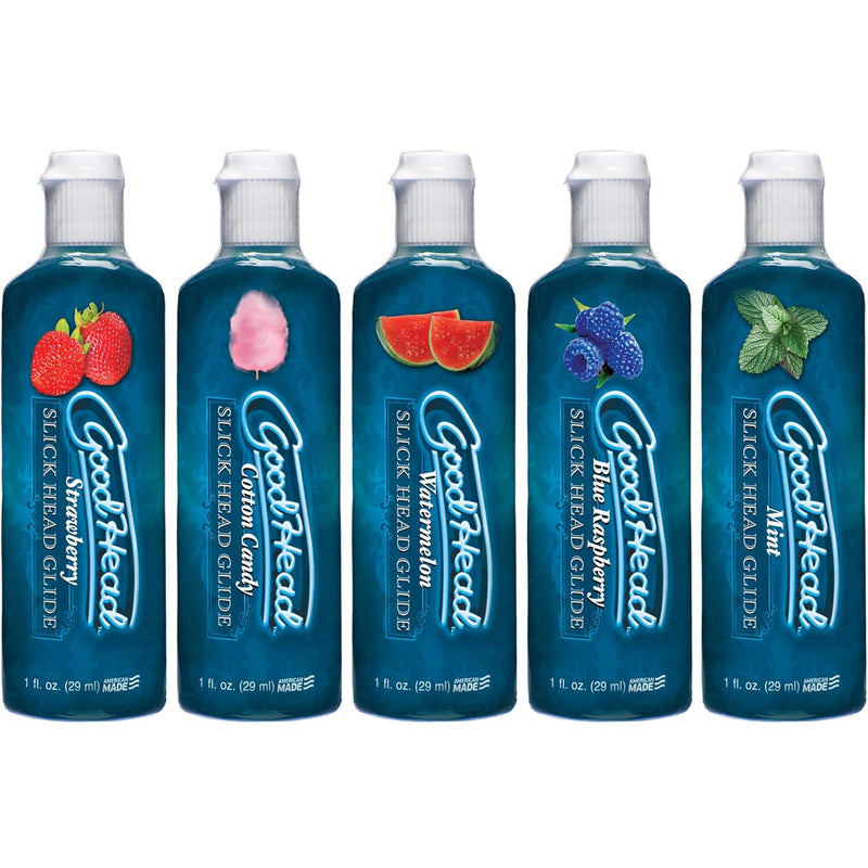 Goodhead - Slick Head Glide - Strawberry, Cotton Candy, Watermelon, Blue Raspberry, Mint - 5 Pack - 1 Fl. Ounce ., Strawberry, Cotton Candy, Watermelon, Blue Raspberry, Mint