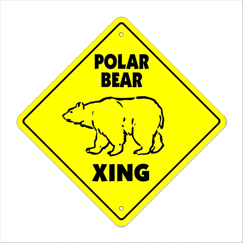 Polar Bear Crossing Sign Zone Xing | Indoor/Outdoor | 12" Tall Plastic Sign An