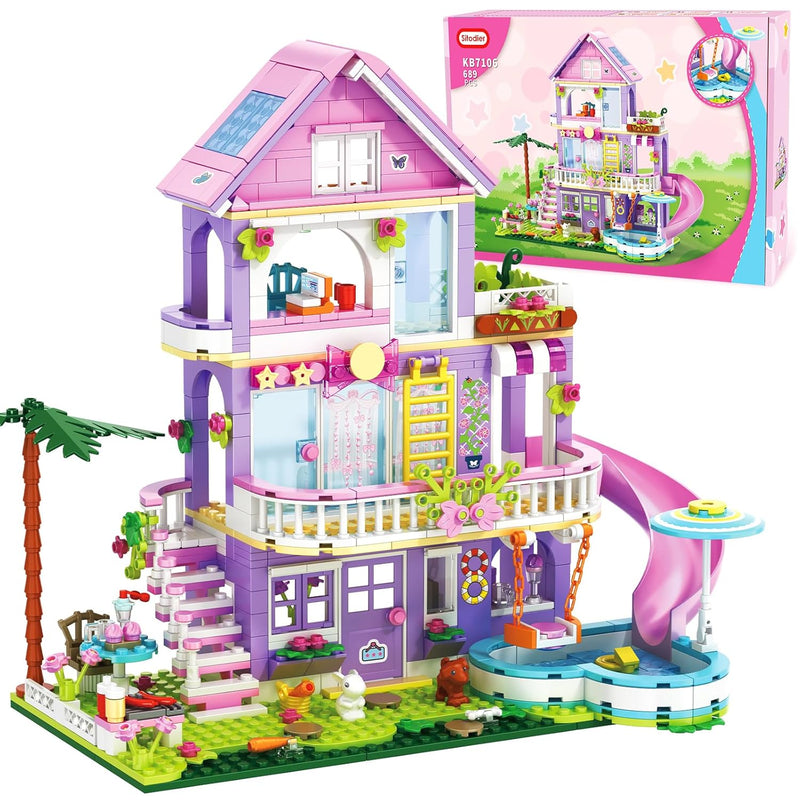 Building Toy For Girls, 689Pcs Garden Villa House Building Blocks Set For G