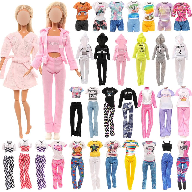8 Sets Doll Clothes Hooded Sports Suit Casual Outfits Tops And Pants Doll P
