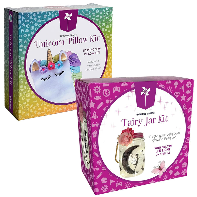 Unicorn Pillow Kit & Fairy Jar Kit Bundle Fun Diy Arts And Crafts Project For