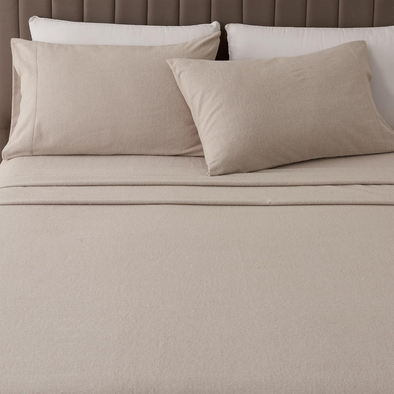 4 Piece Cotton Blend Full Blue Flannel Sheet Set | Cotton Bedding Sheets & Pil