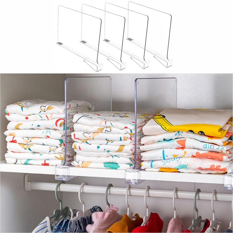4Pcs Shelf Dividers,Clear Closets Shelf And Closet Separator For Organization In