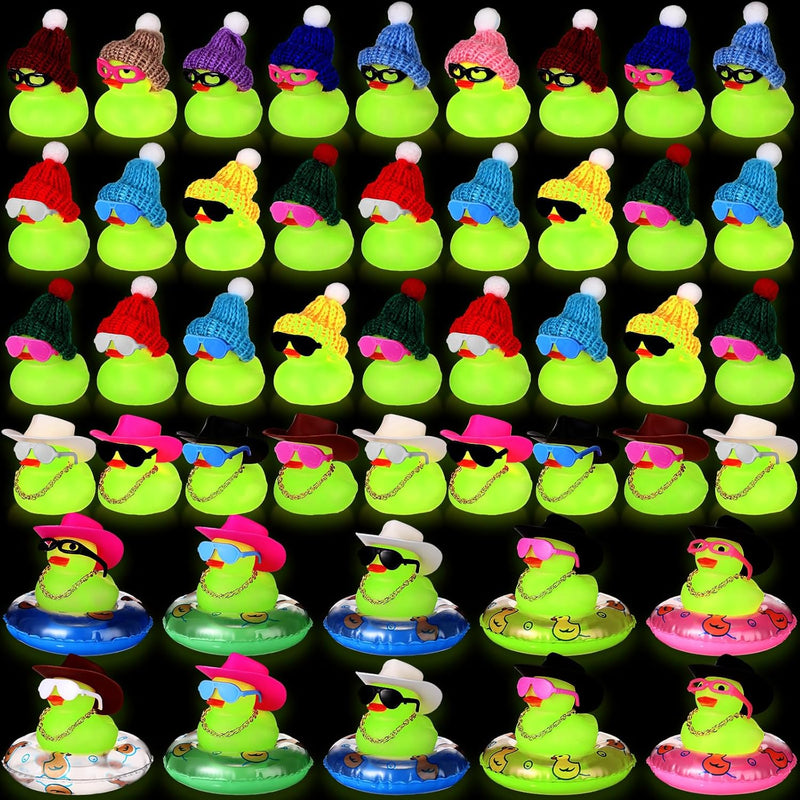 Sratte 140 Pcs Glow in The Dark Rubber Ducks Mini Luminous Light up Rubber