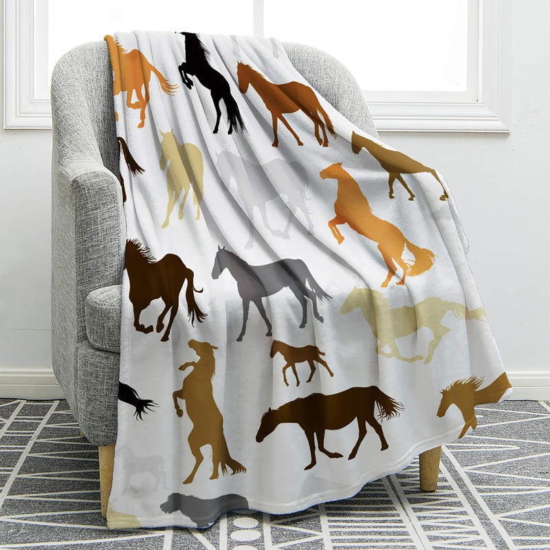 Cartoon Horse Blanket Lightweight Cozy Warm Print Throw Blanket For Bed Couch