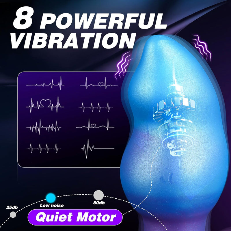 Vibrating Butt Plug Anal Vibrator, Vibrating Anal Plug Prostate Massage Huge Buttplug With 8 Modes, Liquid Silicone Anus Stretcher With Safe T-Base, Adult Sex Toys For Men Women Couples