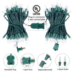 Clear Christmas String Lights 100 Count 25 Feet Incandescent Bulb Mini Lights For Indoor Xmas Tree Garland Birthday Wedding Party Festival Decoration, Green Wire