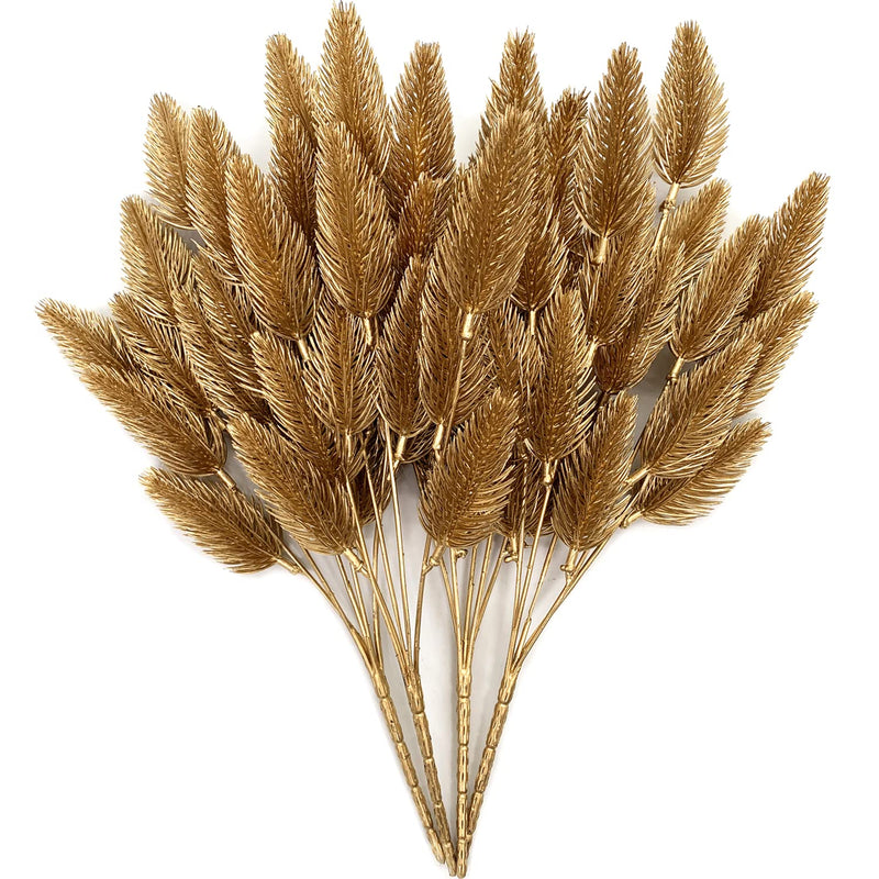 Fake Plants, Artificial Flowers Decoration For Christmas Golden Pine Grass Pla