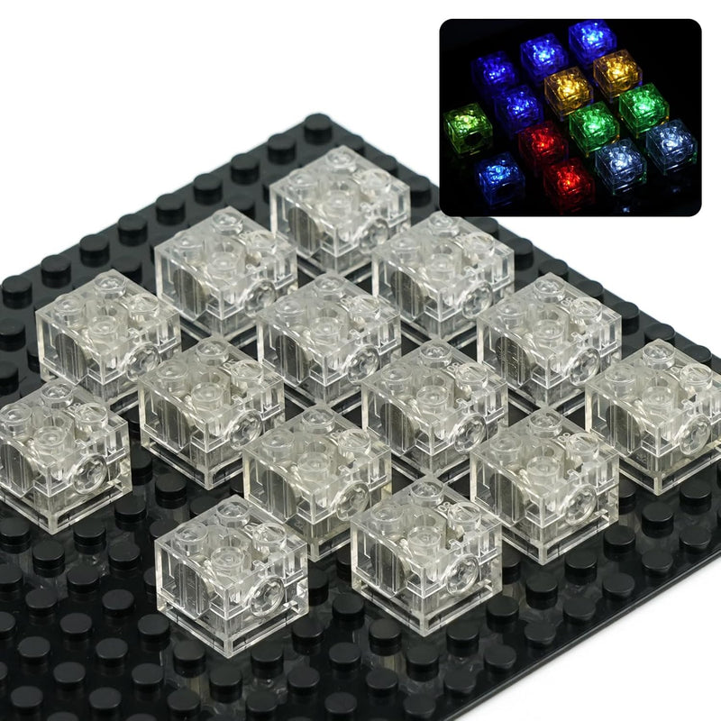 Light Up Bricks Kits Accessories Pack, 14Pcs Classic 2X2 Clear Led Building
