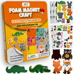 Magnetic Letters & Numbers Foam Craft Kit for Kids, Tin Box Learning Toy Ages 5+