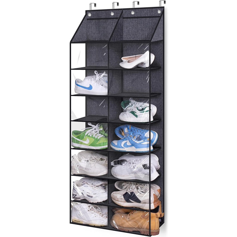 Over The Door Shoe Rack For Door Fit 14 Pairs Dustproof Over The Door Shoe Organ