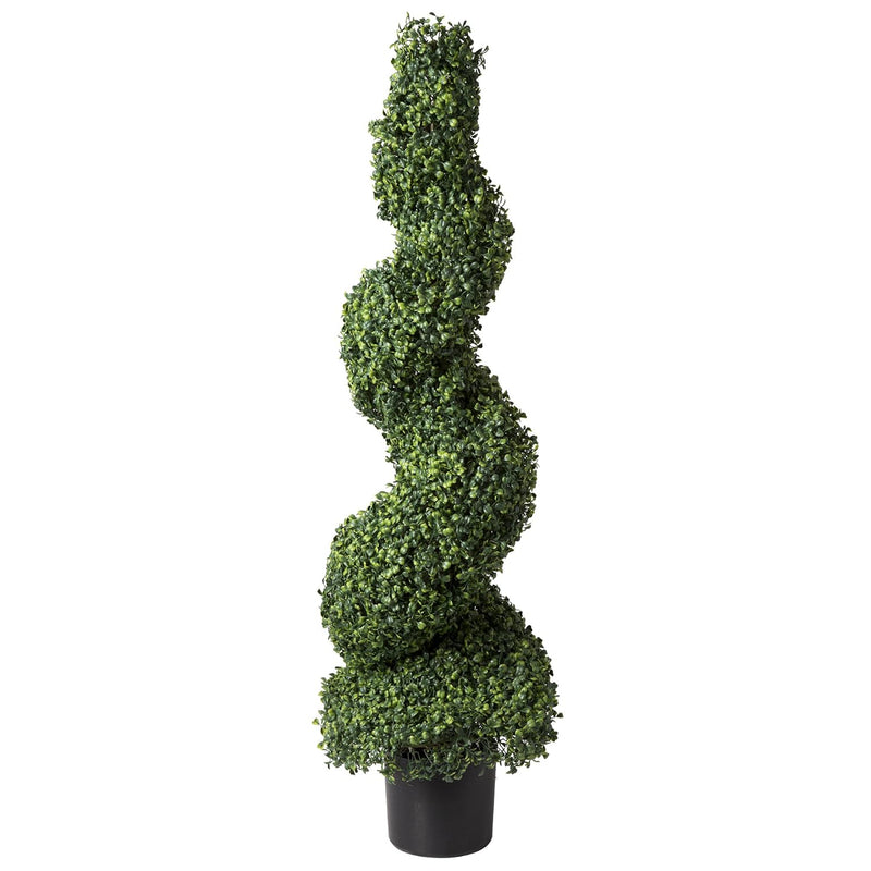 Trademark Global Faux Tree Boxwood Topiary Plant-50-Inch Artificial Spiral Pla