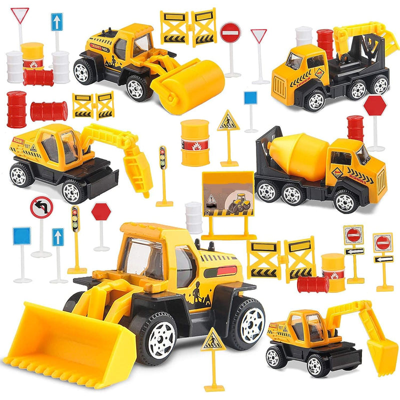 TOY Life 28 PCS Construction Toys Construction Cake Topper, Small Construct
