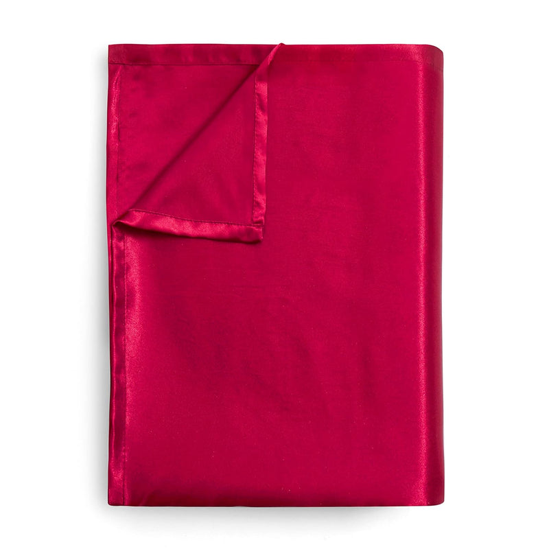 Satin Queen Flat Sheet, Luxury And Silky Soft Bed Top Sheet Only, Burgundy