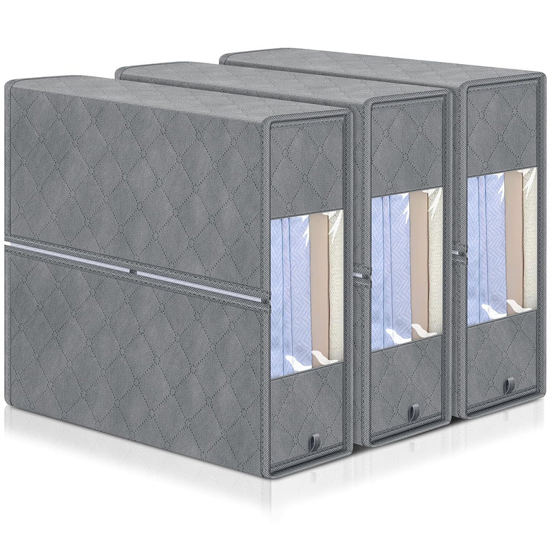 Foldable Bed Sheet Organizer And Storage, 3 Pack King Size Sheet Set Organizer F