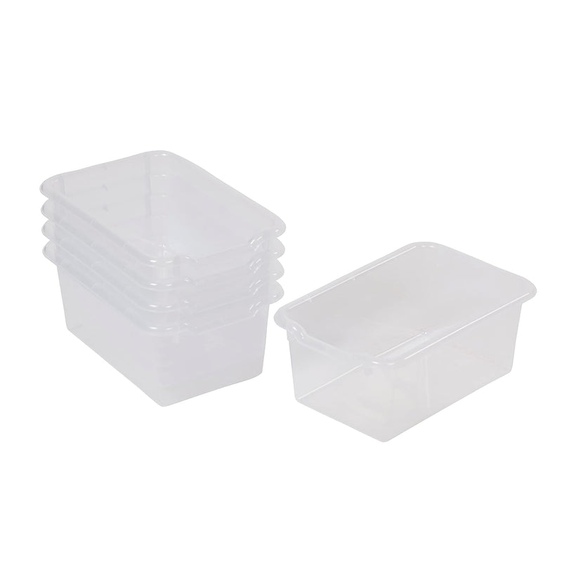 Scoop Front Storage Bin, Multipurpose Organization, Clear, 5-Piece