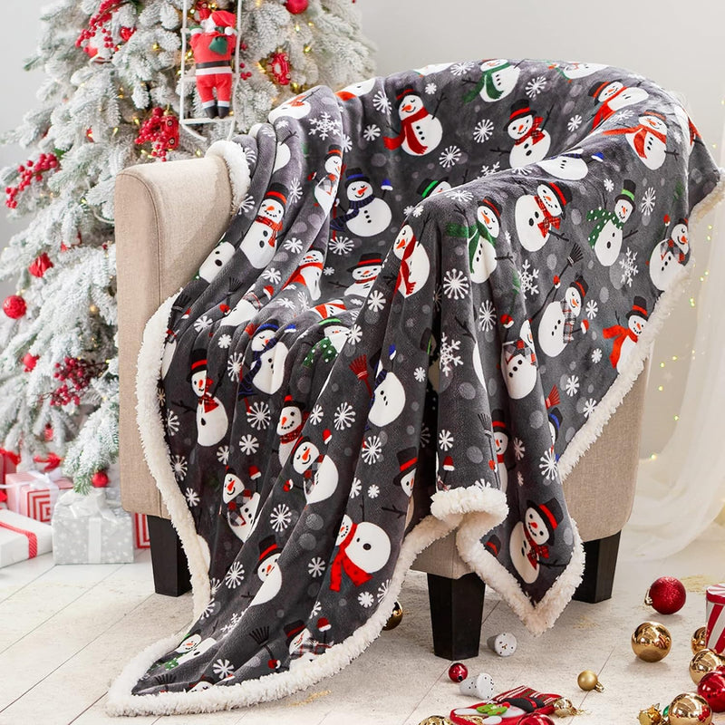 Sherpa Christmas Twin Blanket, Fuzzy Fluffy Soft Cozy Blanket, Fleece Flannel