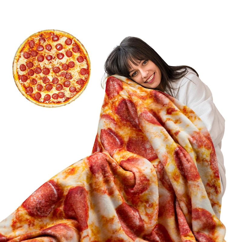 Double Sided Funny Pizza Blanket Adult Size Soft Flannel Blanket - 300 Gsm Lar