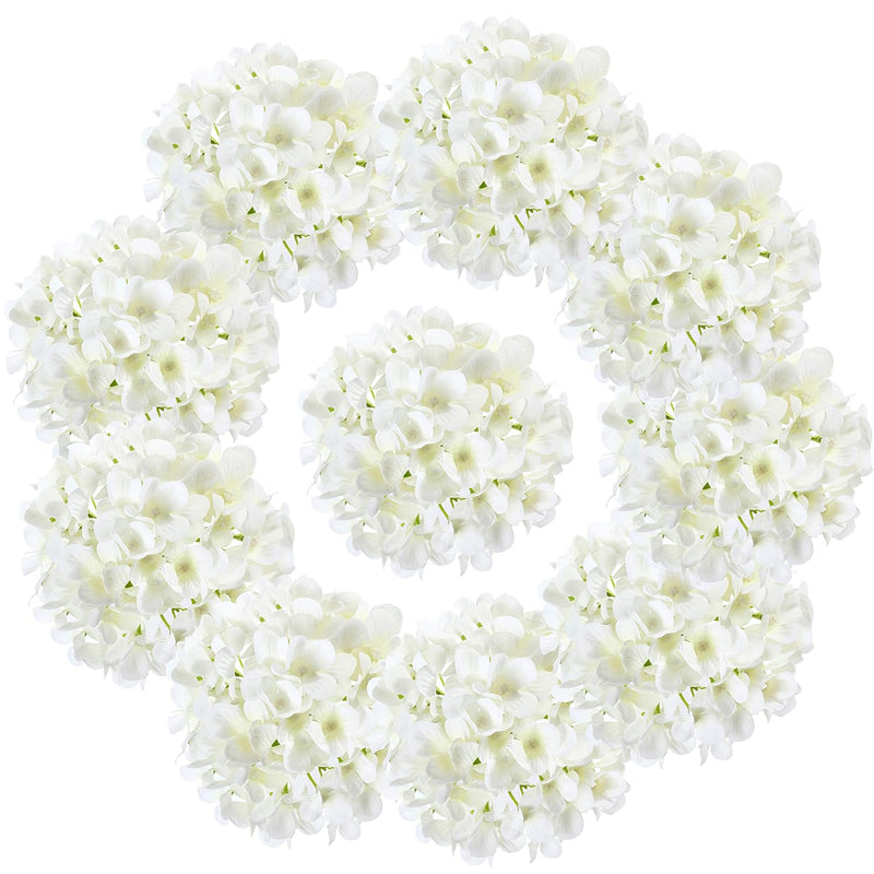 10Pcs Silk Hydrangea Heads With Stems Artificial Flowers For Wedding Party Hom