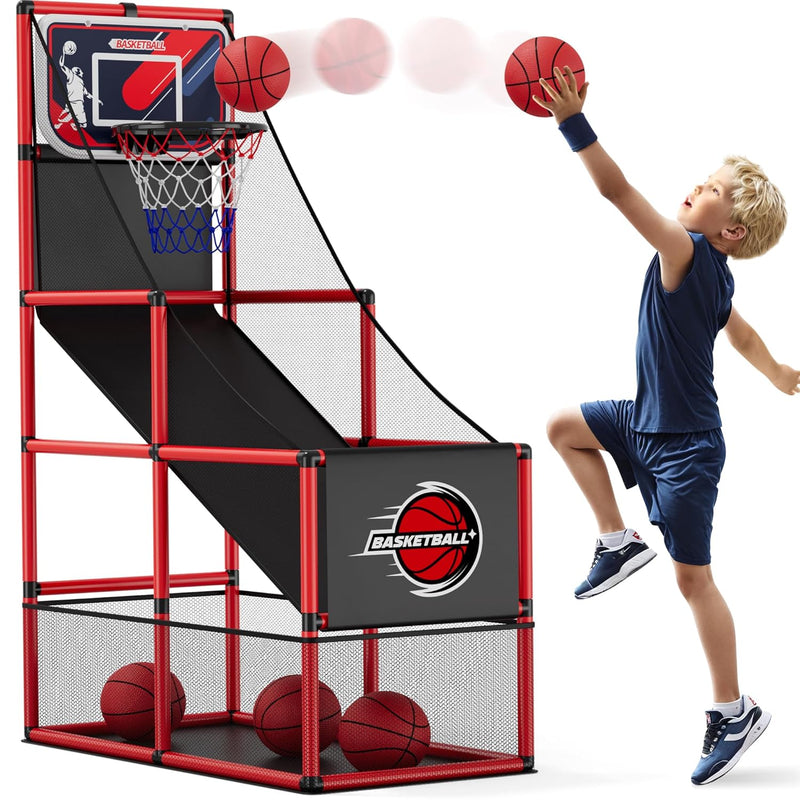 Basketball Arcade Game Indoor Outdoor, Kids Basketball Hoop With 4 Balls &