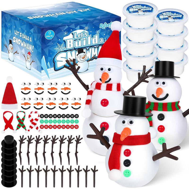 Christmas Crafts Kit for Kids, 9 Pack DIY Snowman Clay Stocking Stuffers