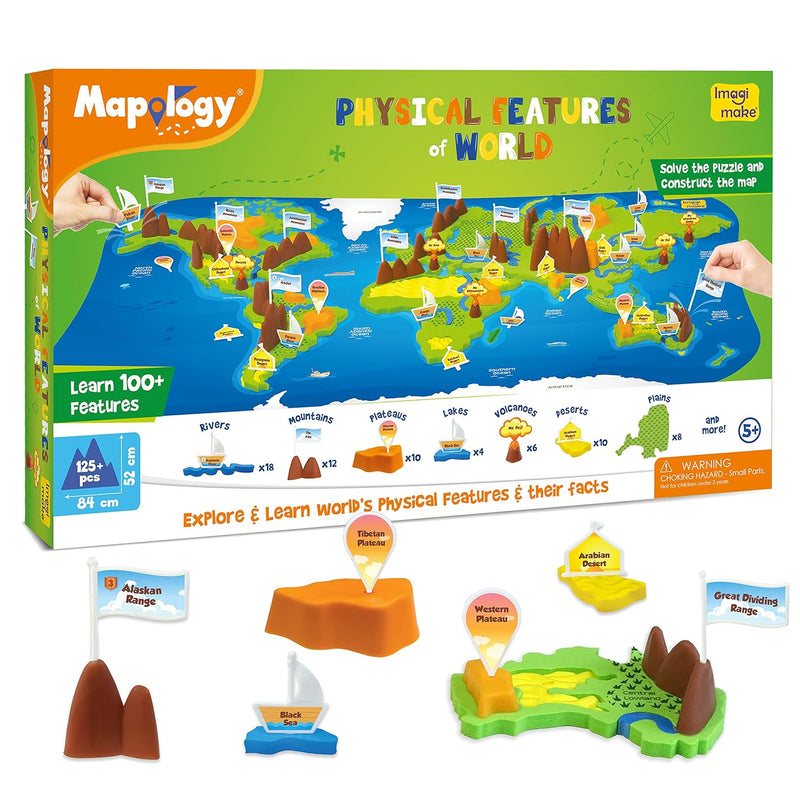 Mapology Physical Features World Map For Kids 3D Puzzles For Kids Ages 8 10