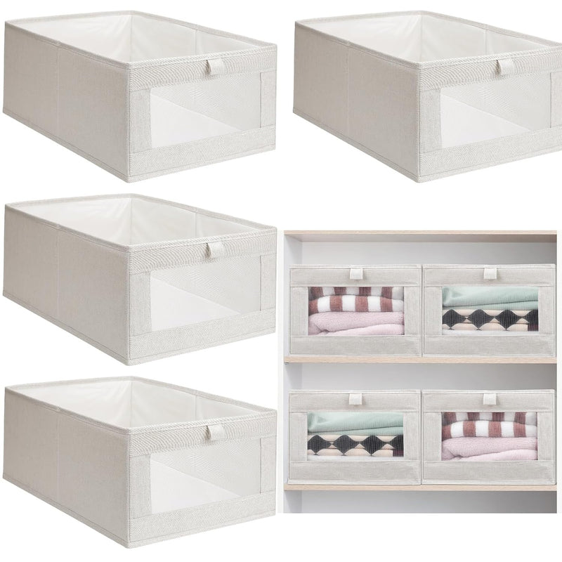 8 Pcs Linen Closet Organizers And Storage Foldable Clothing Bins Large Foldable
