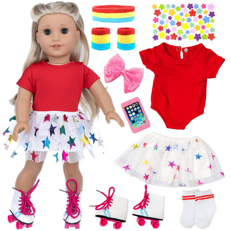 18 Inch Doll Accessories, Girl Doll Accessories, 7Pc Travel Skating Sport P