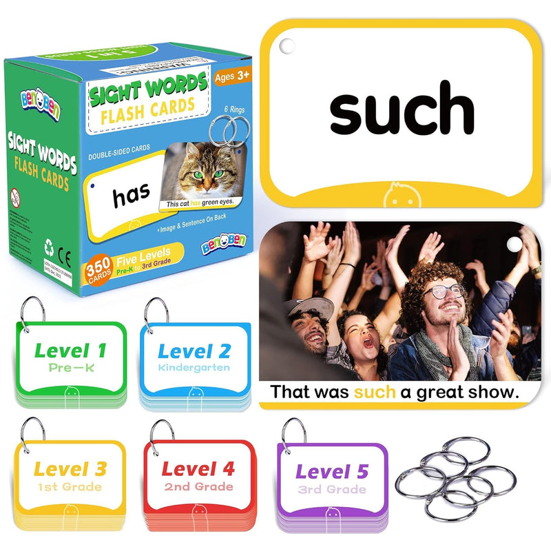 Sight Words Flash Cards, 350 Dolch & Fry High Frequency Site Words For Pre