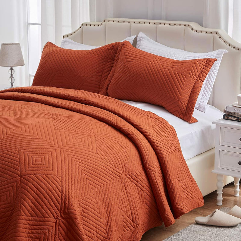Queen Size Quilt Umber Bedspread - Lightweight Summer Quilt Set Full/Queen - S