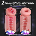 Male Masturbator Sex Toys For Men - Vibrating Pocket Pussy Penis Pump 2 Sleeves Realistic Fleshy With 9 Sucking & 9 Vibrating, Adult Toys Mens Sex Toy, Lcd Display Penis Training Stroker Sex Machine
