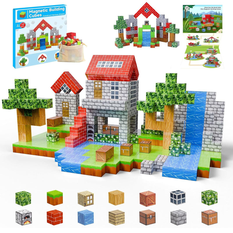 Magnetic Blocks Build 110Pcs Mine Magnet World Set Toys For Boys & Girls Ag