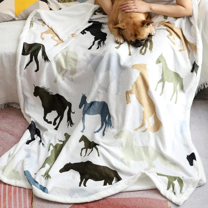 Horse Blanket Horse Gifts For Girls Boys Women Throw With Horses Design Fuzzy