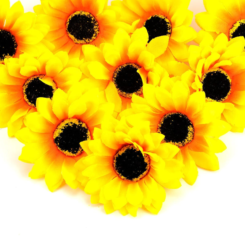 30 Pcs 3.7 Inch Fake Sunflower Heads Artificial Silk Sunflowers Faux Sunflower