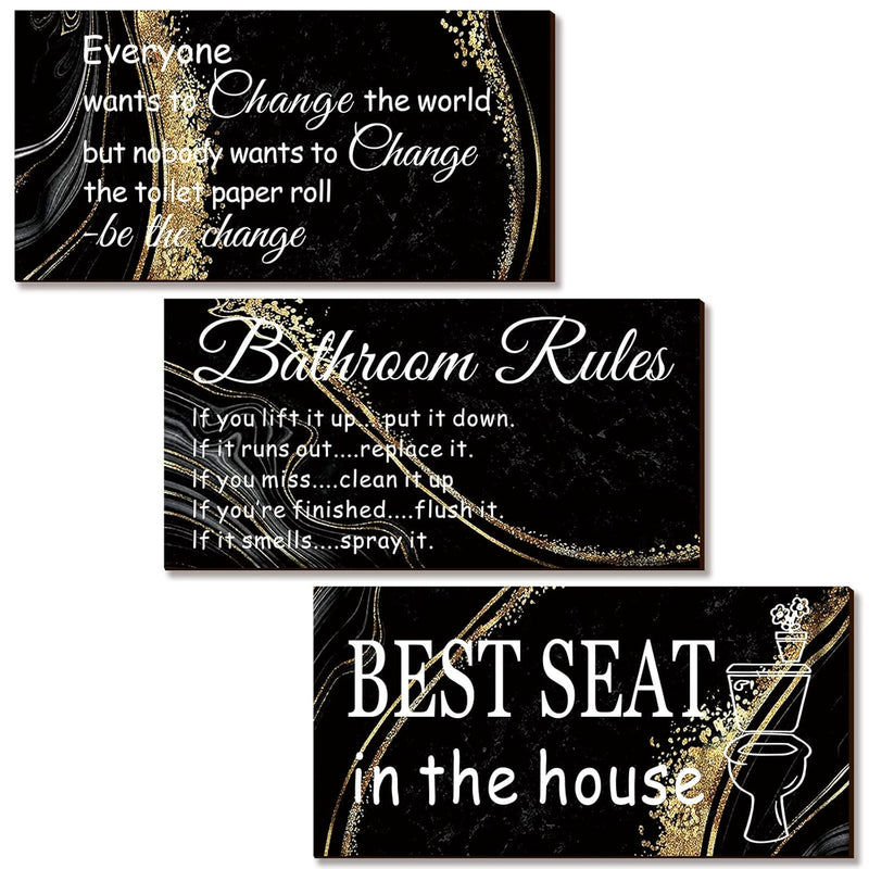 3 Pieces Bathroom Wall Decor Funny Bathroom Rules Wall Art Best Seat In The Ho