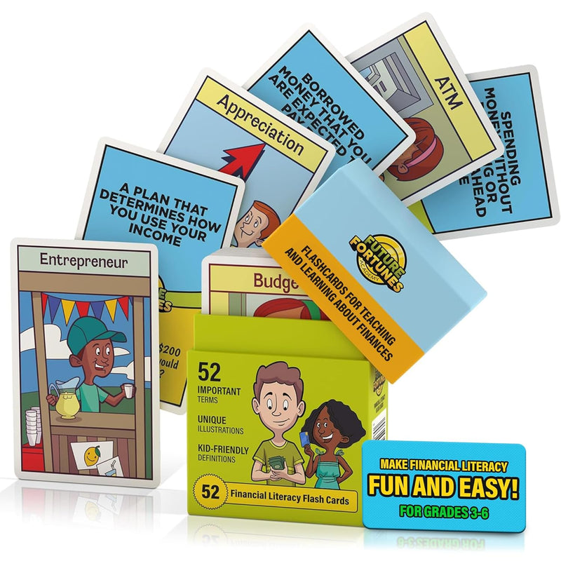 Financial Literacy Flash Cards 52 Educational Game Cards Money Learning Res