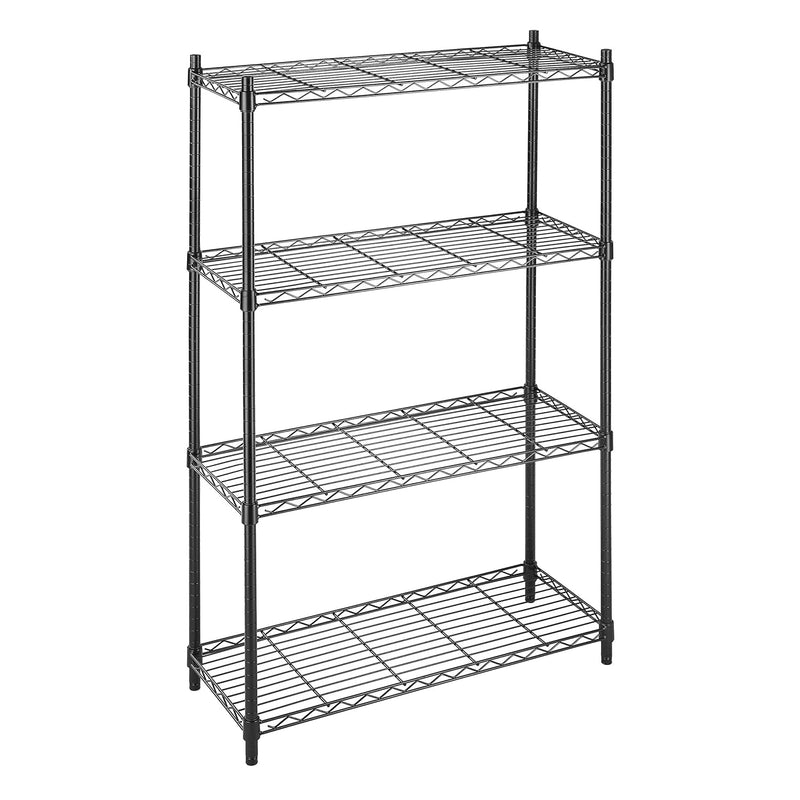 Supreme 4 Tier Shelving With Adjustable Shelves And Leveling Feet - Black