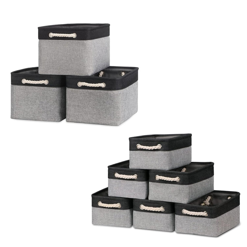 Baskets Set Fabric Storage Bins-Black&Grey Bundled Baskets Of 3 Medium Baskets 1