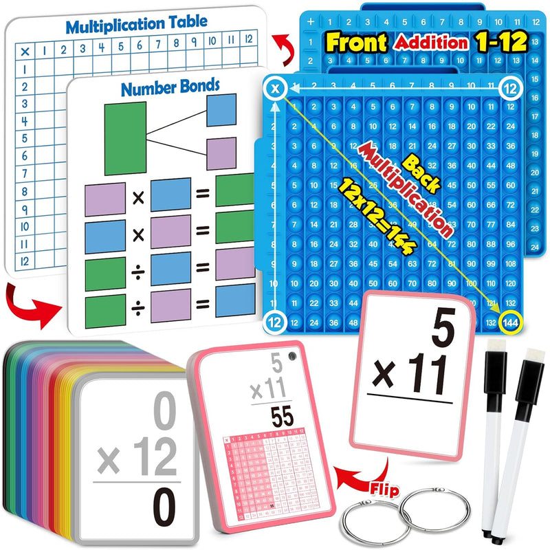 Multiplication Flash Cards + Math Board, Math Manipulatives Math Flash Card