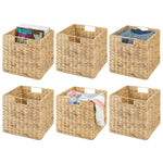 Mdesign Natural Woven Hyacinth Cube Organizer Basket With Handles, Storage For B