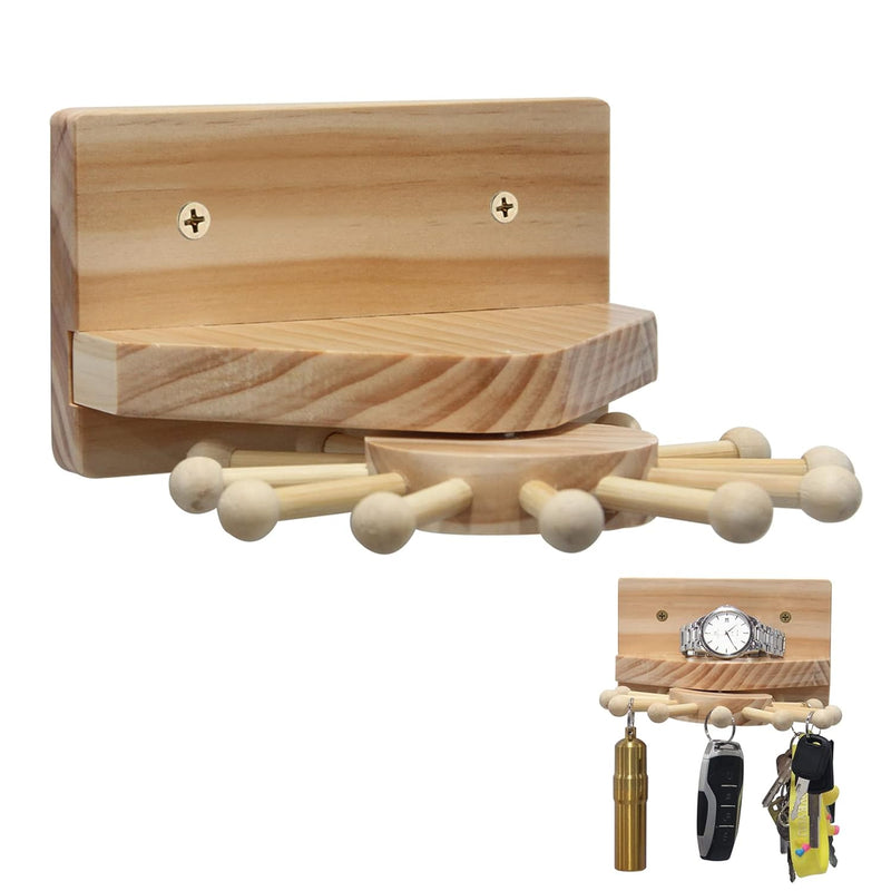 Tie Rack Wall Hanging, Unique Windmill Shape, Made Of Handmade Pine Wood, With 1