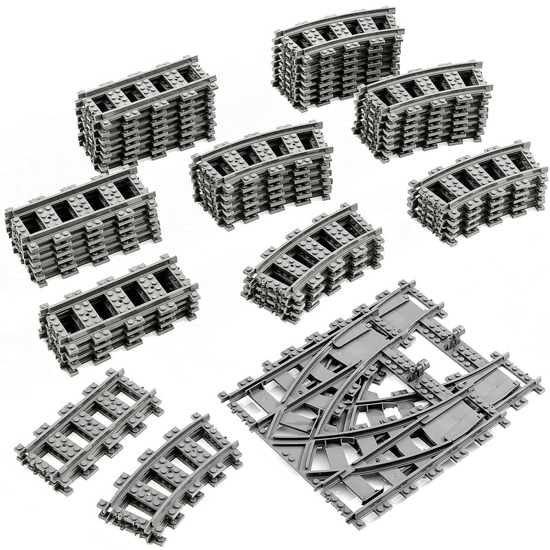 Classic City Train Tracks, 54 Pieces Railroad Tracks With 32 Curved Tracks,