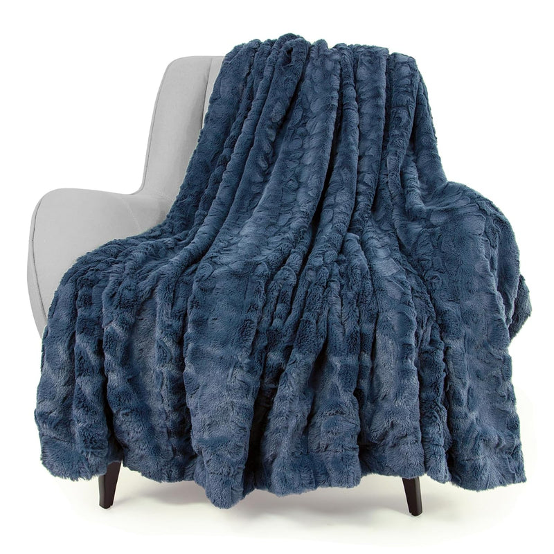 Faux Fur Luxury Throw Blanket,Double Side Soft Fluffy Shaggy Fuzzy Blanket For