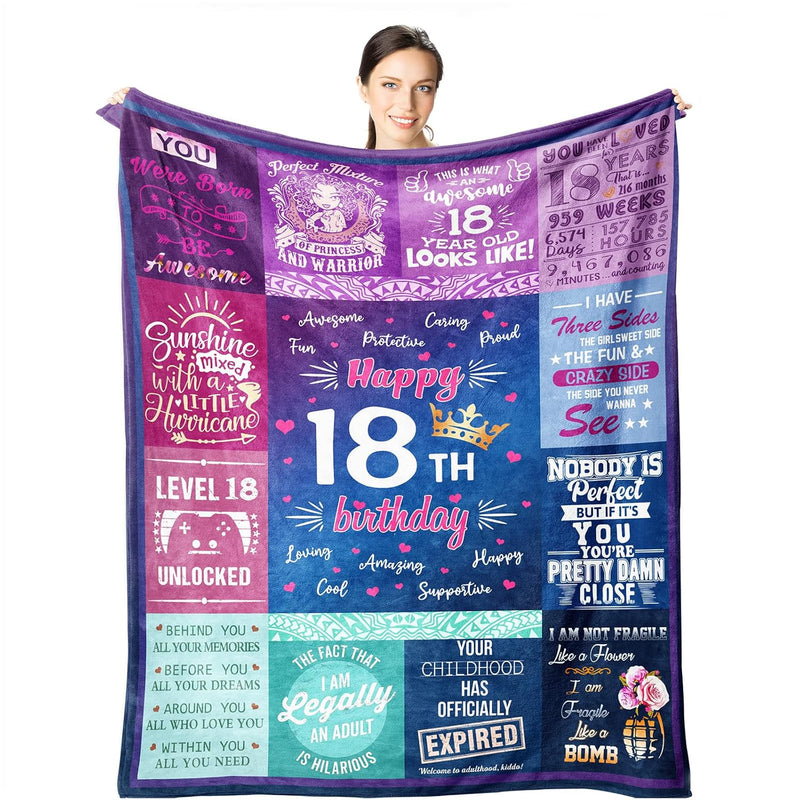 18Th Birthday Gifts For Girls - 18Th Birthday Decorations For Girl 60"X50" Bla